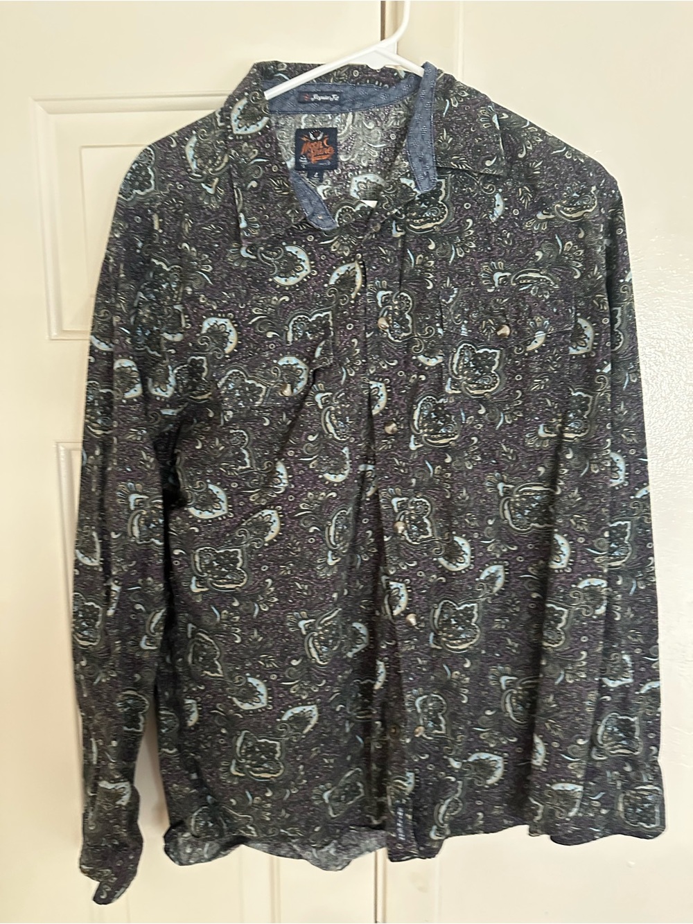 Men's Moon Shine Paisley Button-Up Shirt - Blue Pattern